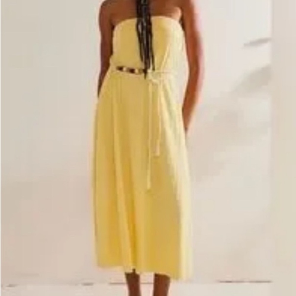 Free People-Free Est Peyton Yellow  Strapless Sundress - Picture 3 of 9